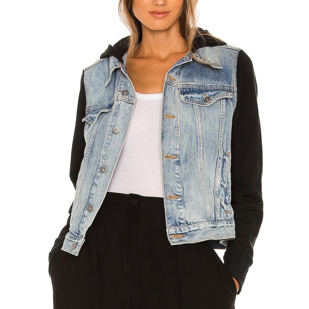 New JONATHAN SIMKHAI STANDARD Cynthia Terry Combo Denim Jacket